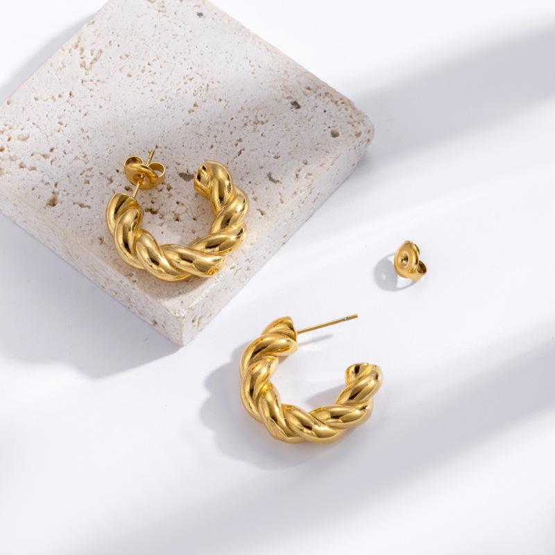 Atlas Gold Twisted Hoop Earrings  | Womens Jewelry Accessories Gold