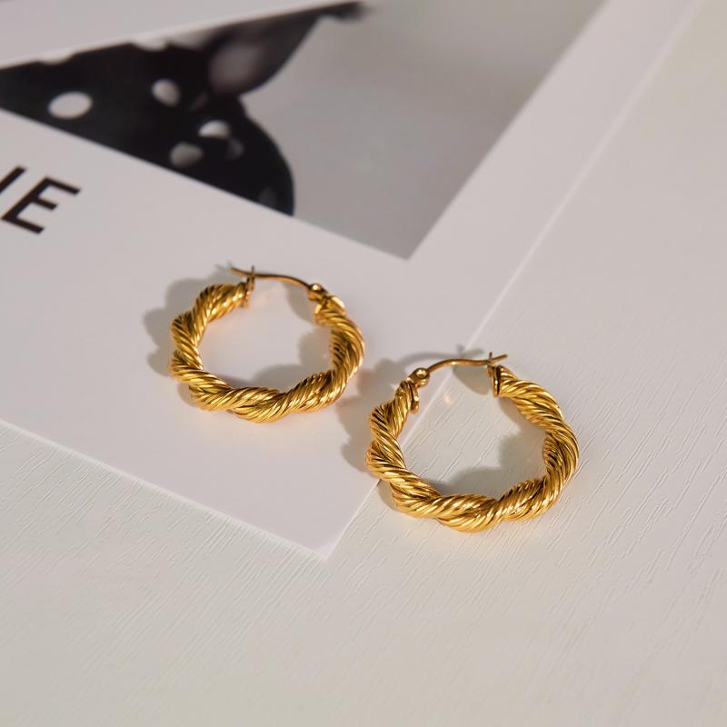 Atticus Gold Twisted Hoop Earrings  | Womens Jewelry Gold