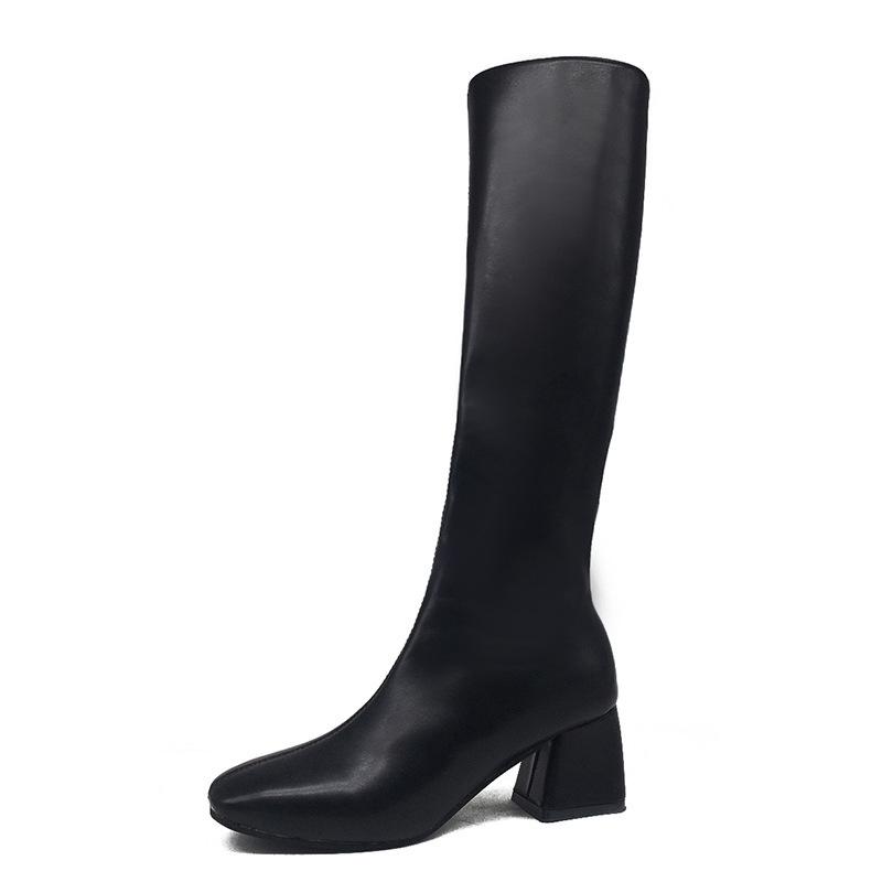 Cleo Black Leather Mid-Calf Boot  | Womens Boots Boots Black