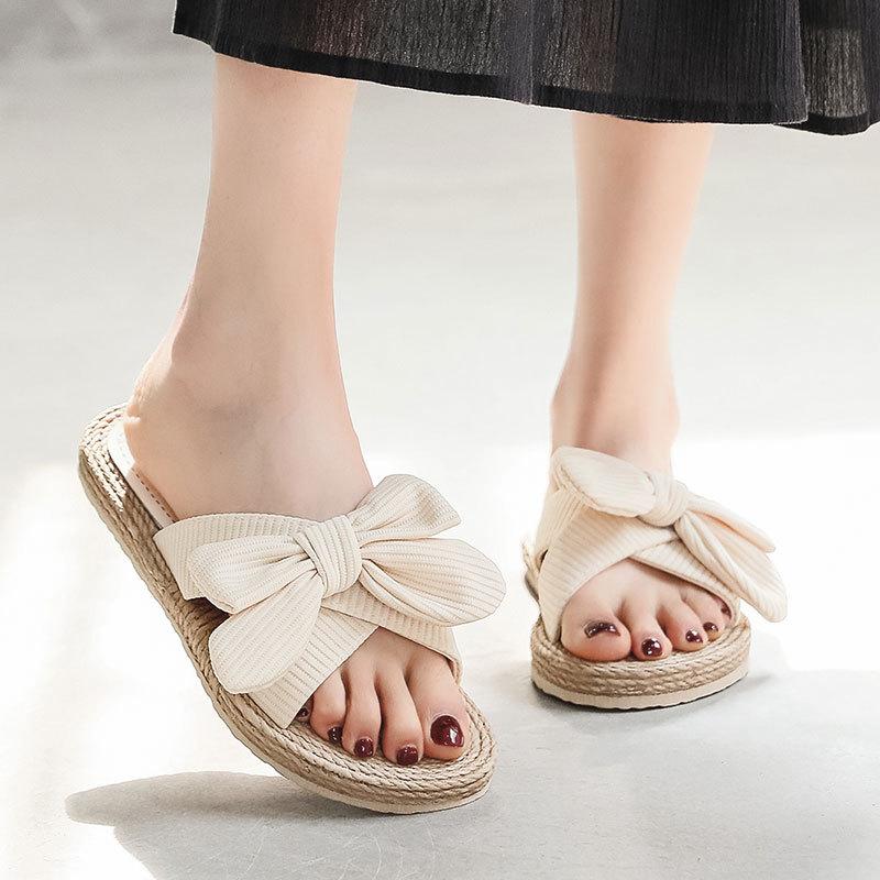 Daphne Natural Bow Slide  | Womens Flat Sandals Flat Sandals Flat Sandals