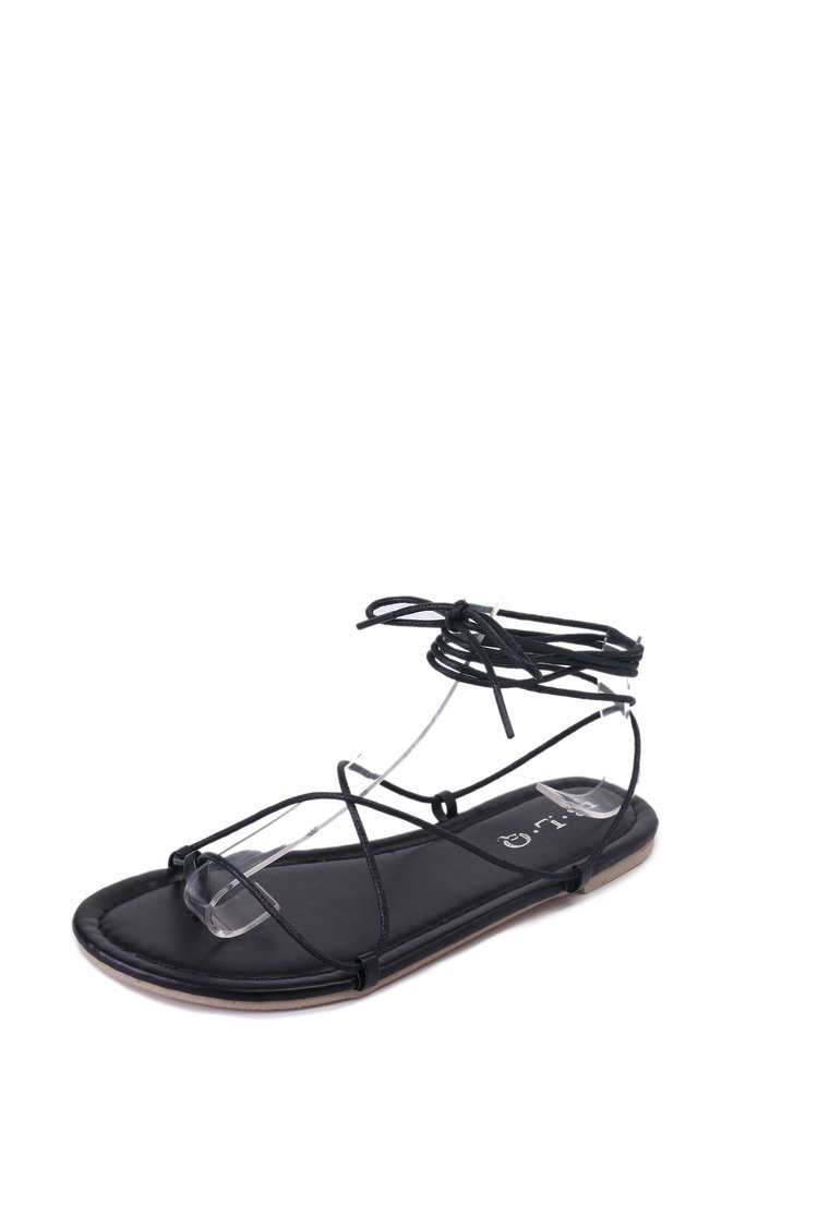 Lara Black Leather Sandal  | Womens Flat Sandals Flat Sandals Black