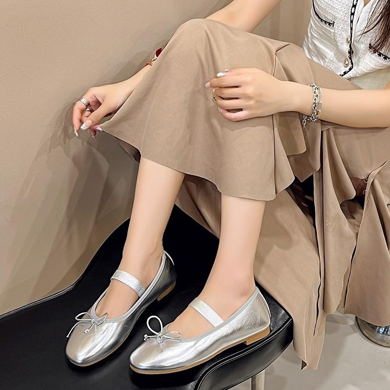 Leonie Silver Leather Ballet Flat  | Womens Flats & Loafers Flats & Loafers Flats & Loafers