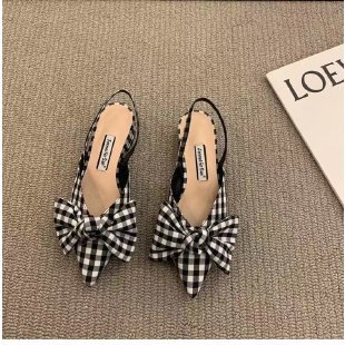 Margot Blue Gingham Bow Mule  | Womens Pumps & Mules Pumps & Mules Blue Gingham