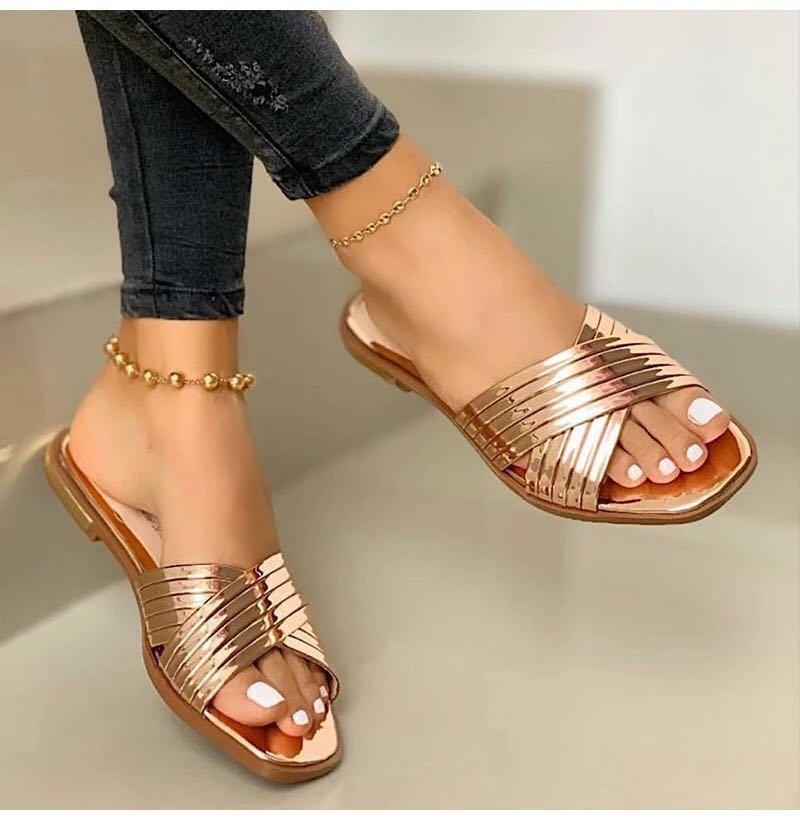 Izzie Gold Leather Knot Sandal  | Womens Flat Sandals Flat Sandals Flat Sandals